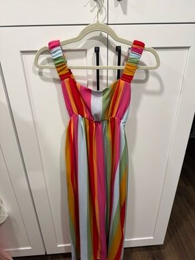 Show Me Your Mumu Fling Midi Dress in Getaway Stripe S